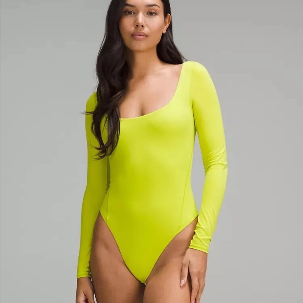 NWT Lululemon Bodysuit MEDIUM Wundermost Nulu Long Sleeve Thong Lime